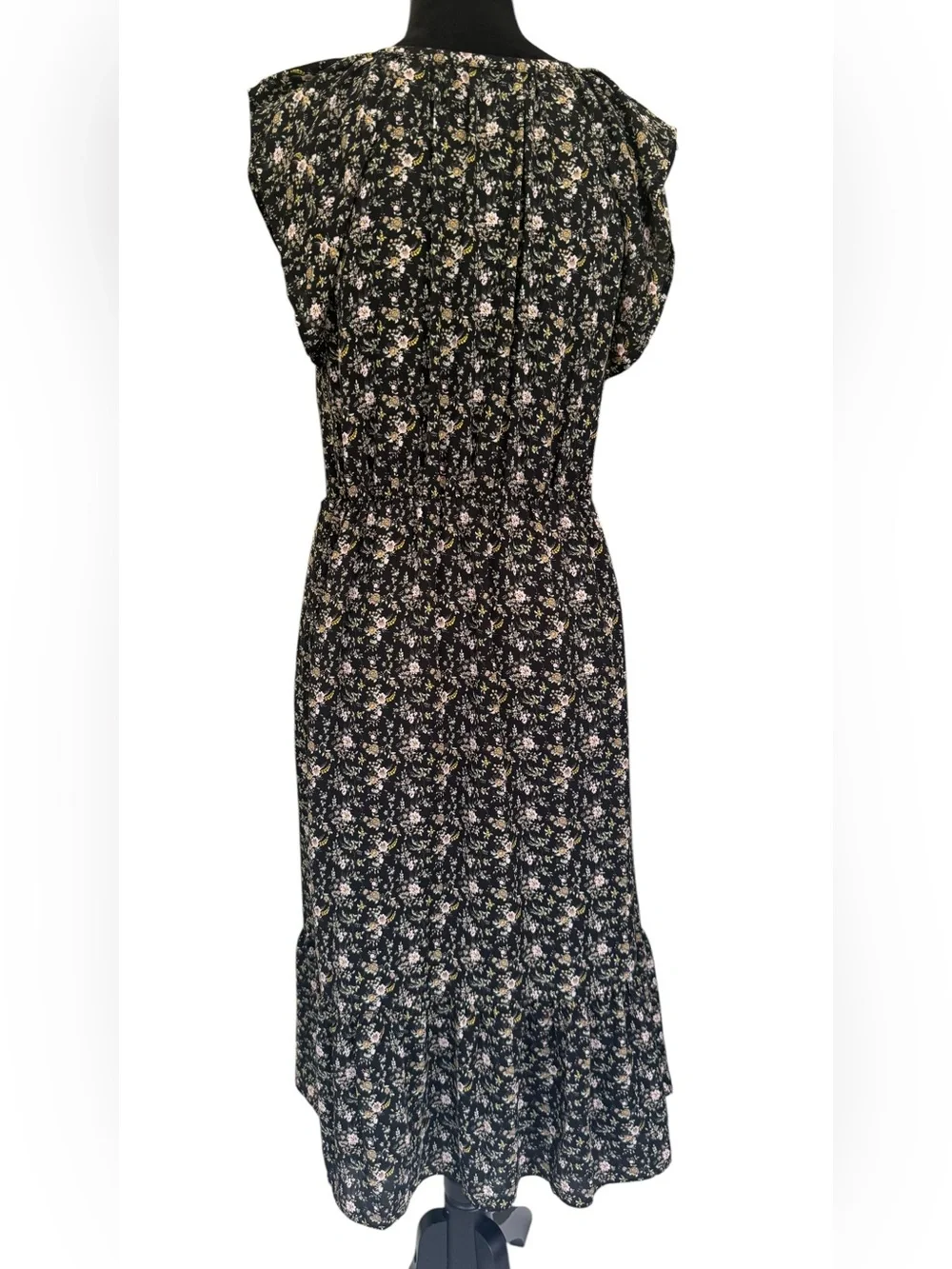 J. Crew Floral Midi Dress in Black Size Small